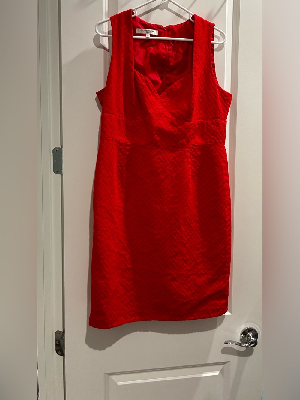 Vintage Evan Picone Bright Red Sleeveless Sheath Dress size 14